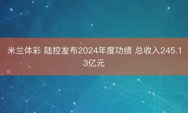 米兰体彩 陆控发布2024年度功绩 总收入245.13亿元
