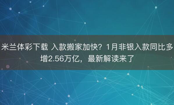 米兰体彩下载 入款搬家加快？1月非银入款同比多增2.56万亿，最新解读来了