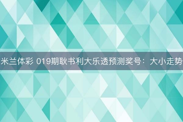 米兰体彩 019期耿书利大乐透预测奖号：大小走势