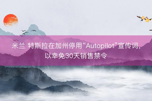 米兰 特斯拉在加州停用“Autopilot”宣传词，以幸免30天销售禁令