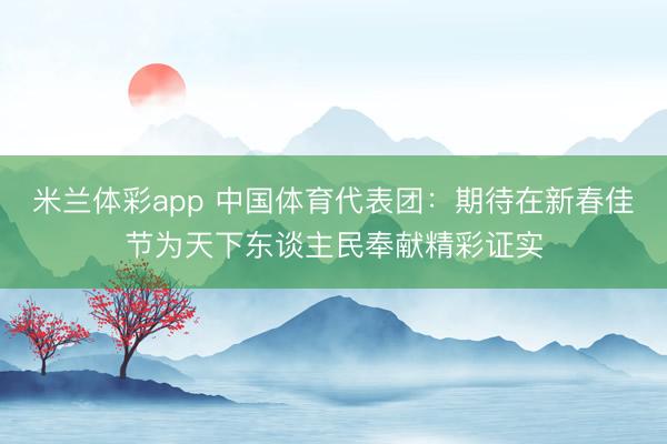 米兰体彩app 中国体育代表团:期待在新春佳节为天下东谈主民奉献精彩证实