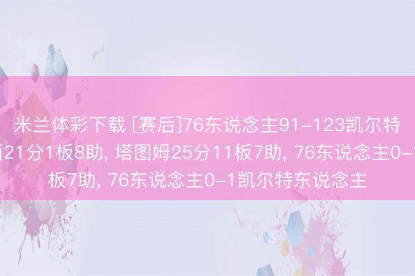 米兰体彩下载 [赛后]76东说念主91-123凯尔特东说念主， 马克西21分1板8助， 塔图姆25分11板7助， 76东说念主0-1凯尔特东说念主
